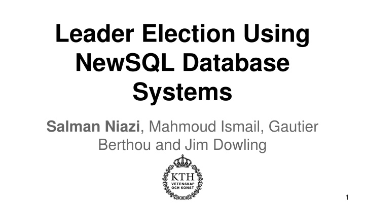 leader election using newsql database systems