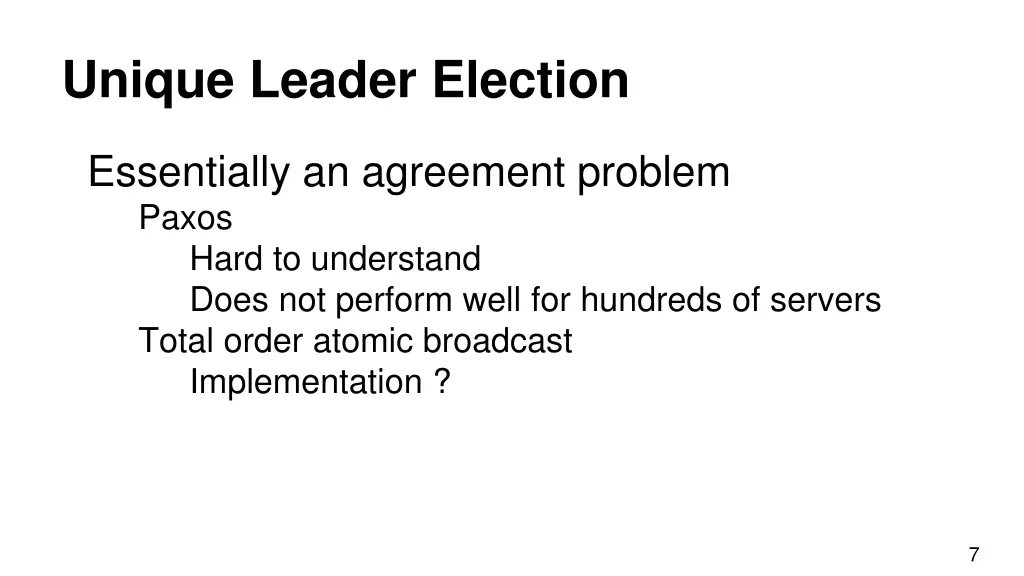 unique leader election