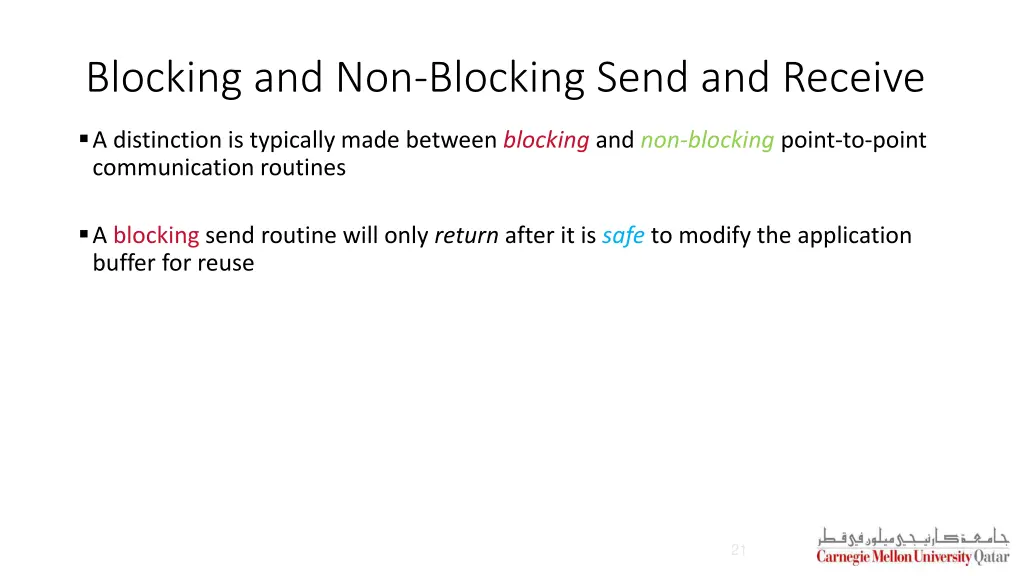 blocking and non blocking send and receive
