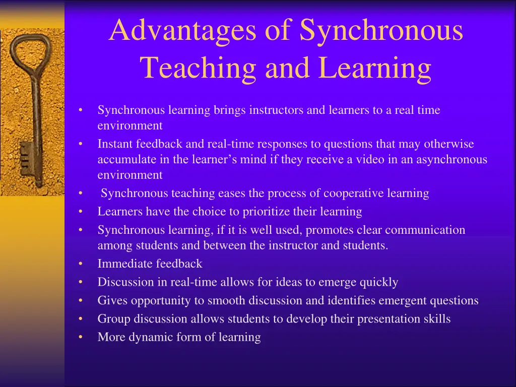 advantages of synchronous teaching and learning