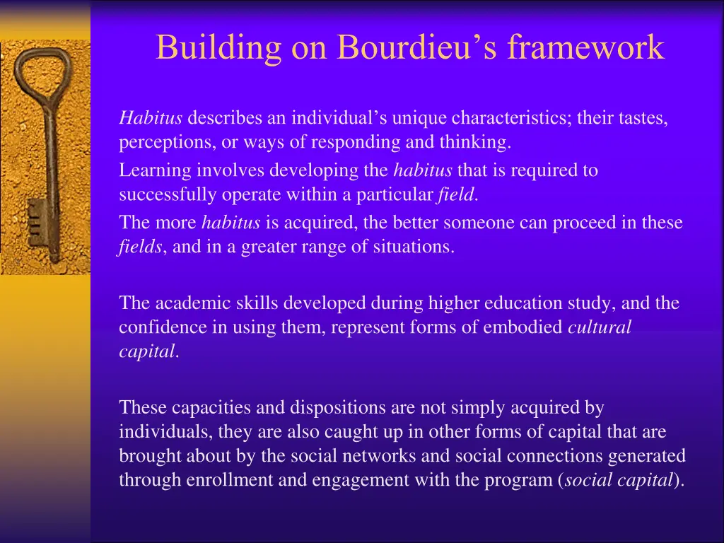 building on bourdieu s framework