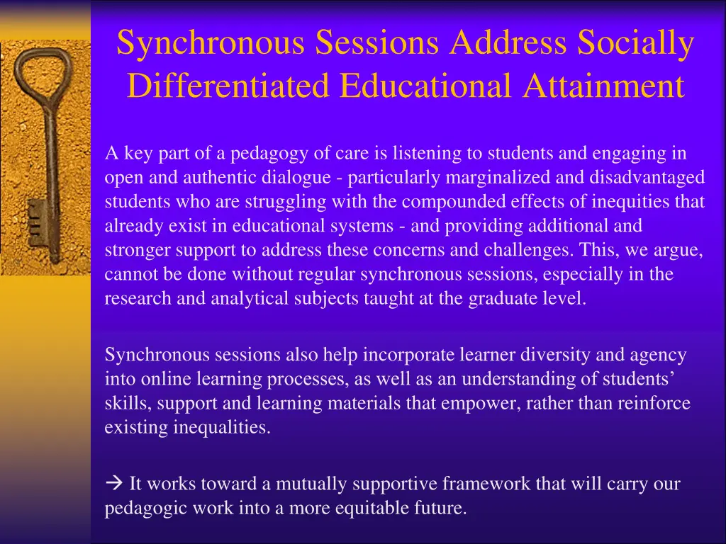 synchronous sessions address socially