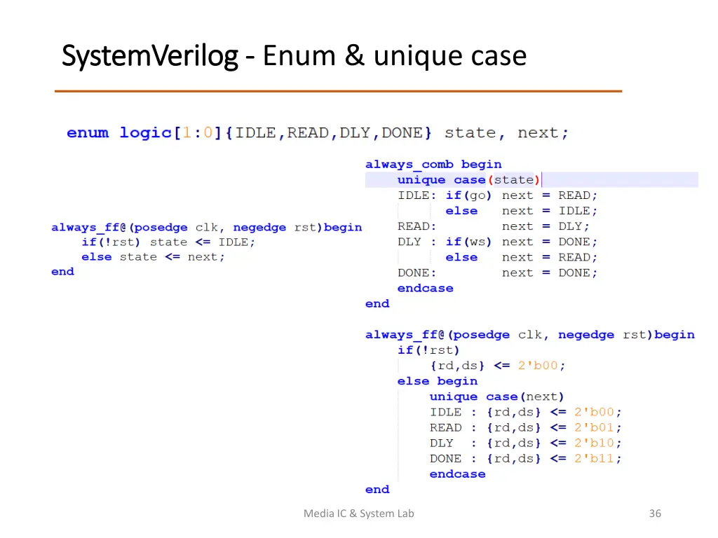 systemverilog systemverilog enum unique case