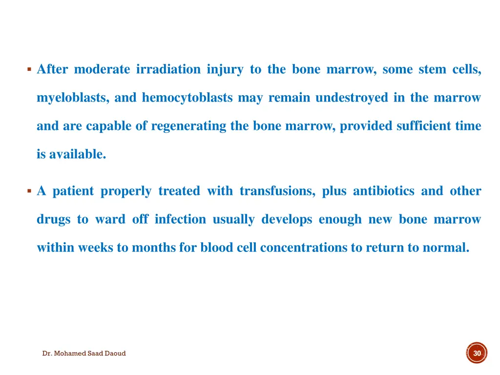 after moderate irradiation injury to the bone