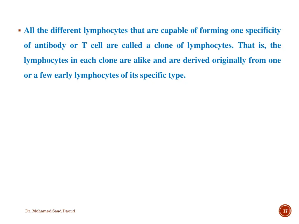 all the different lymphocytes that are capable
