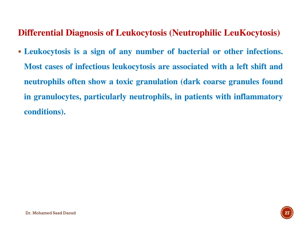 differential diagnosis of leukocytosis