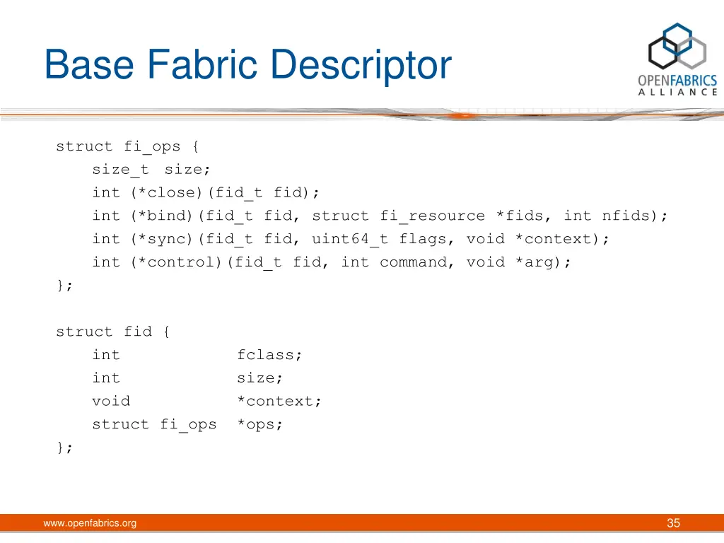 base fabric descriptor