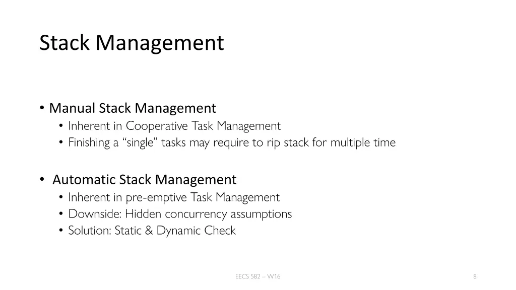 stack management
