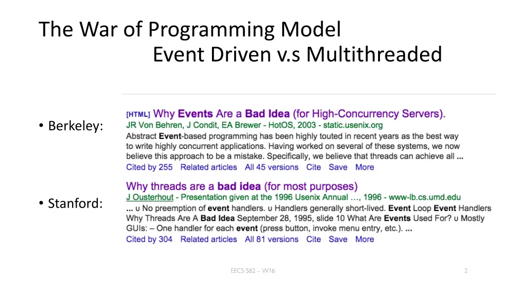 the war of programming model event driven