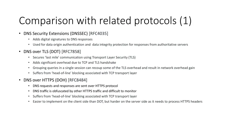 comparison with related protocols 1