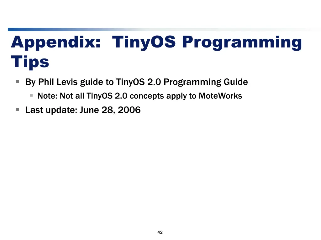 appendix tinyos programming tips by phil levis