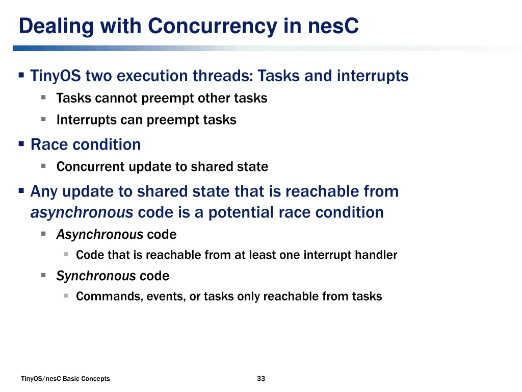 dealing with concurrency in nesc