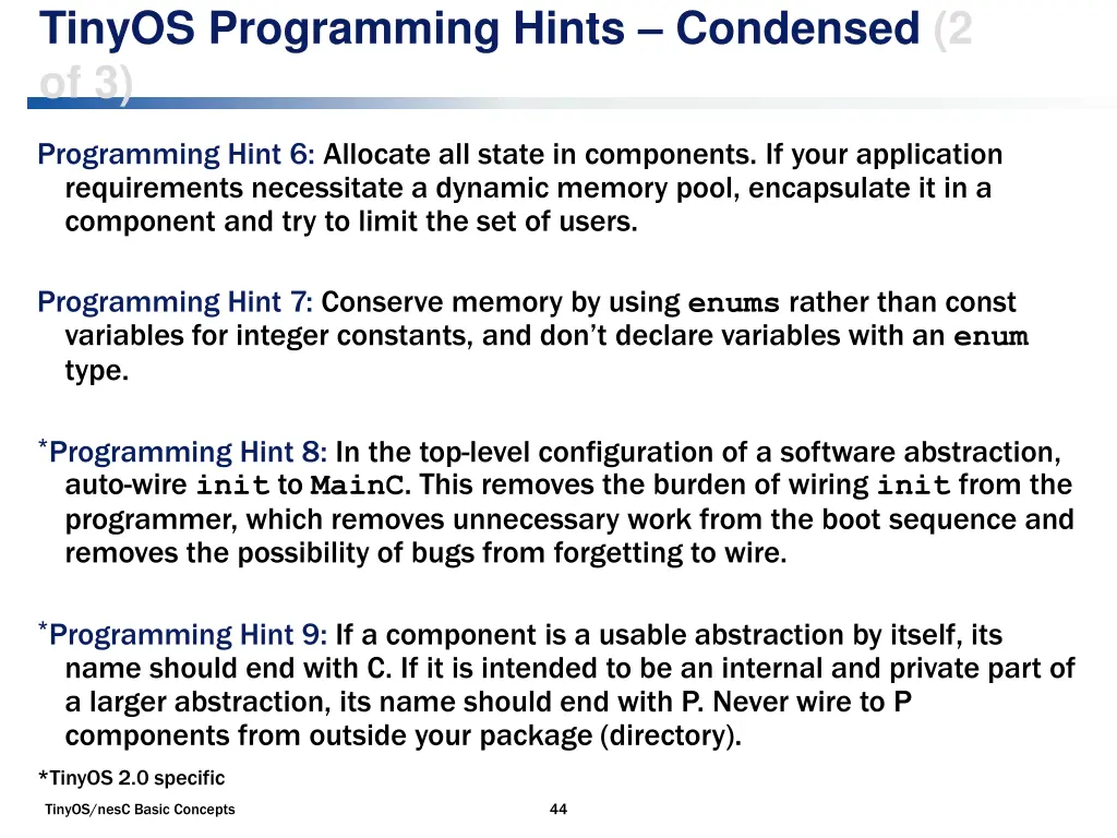 tinyos programming hints condensed 2 of 3
