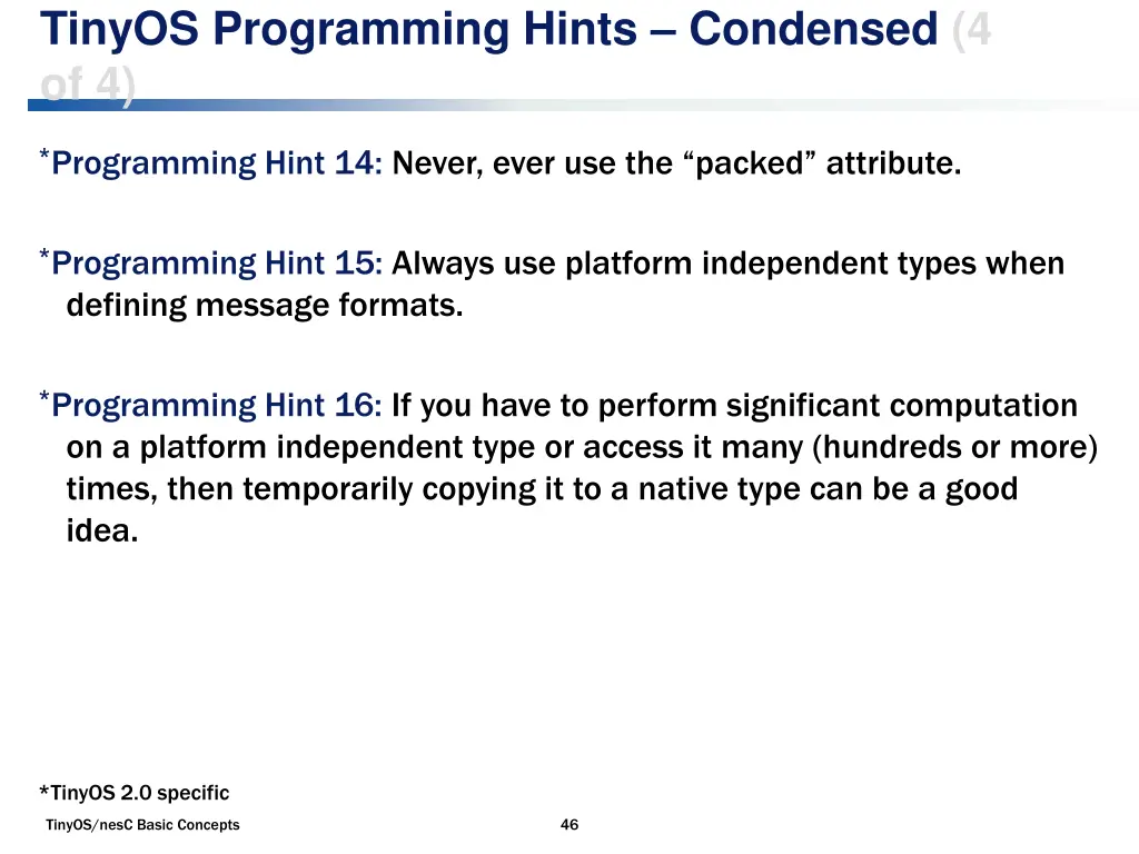 tinyos programming hints condensed 4 of 4