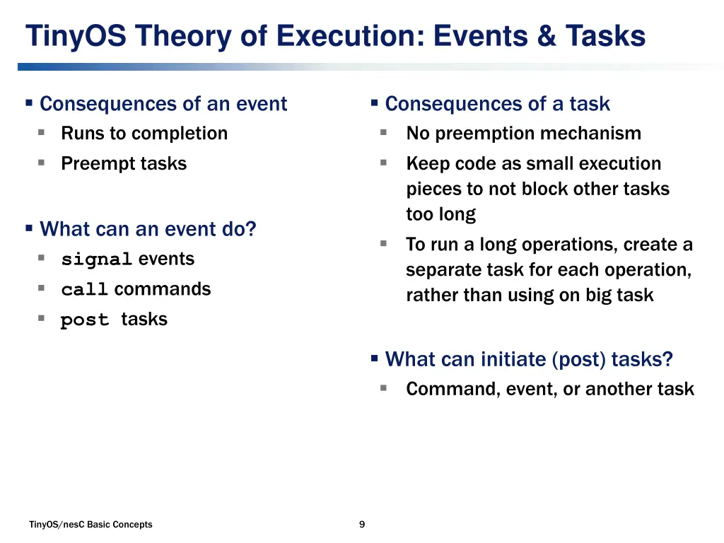 tinyos theory of execution events tasks