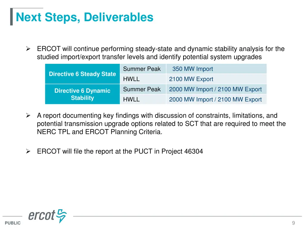next steps deliverables