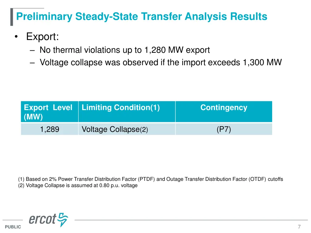 preliminary steady state transfer analysis results