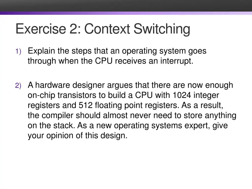 exercise 2 context switching