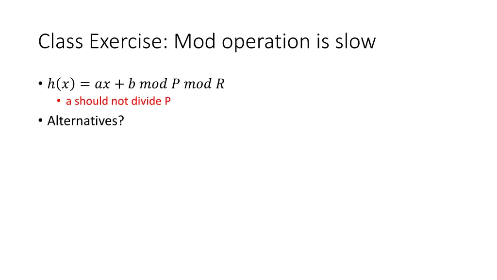 class exercise mod operation is slow