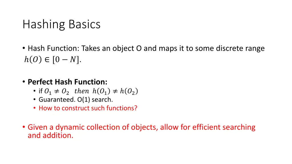 hashing basics