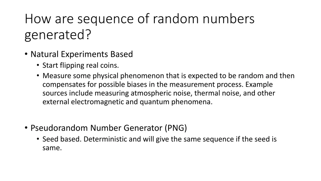 how are sequence of random numbers generated