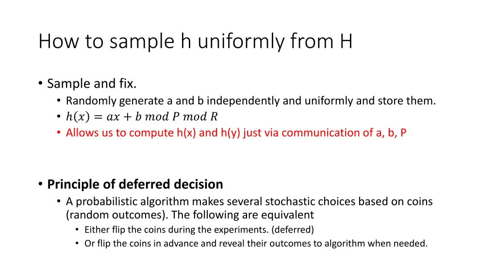 how to sample h uniformly from h