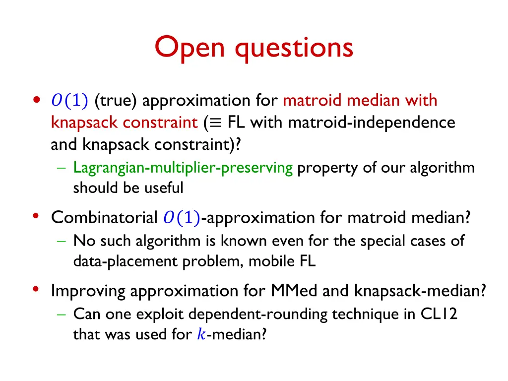 open questions