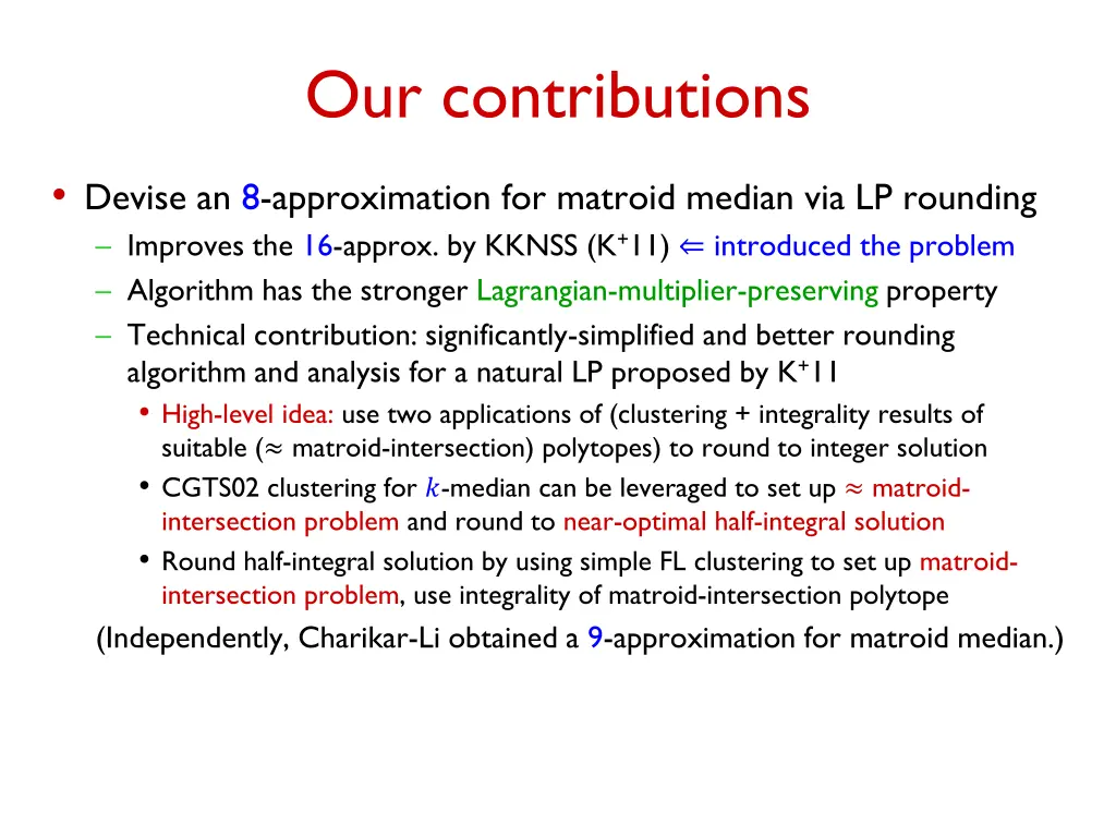our contributions 1