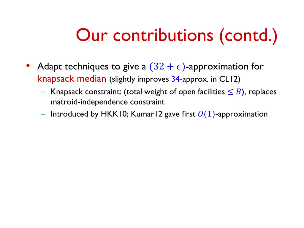 our contributions contd 1