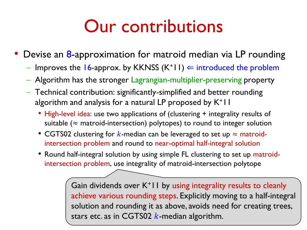 our contributions