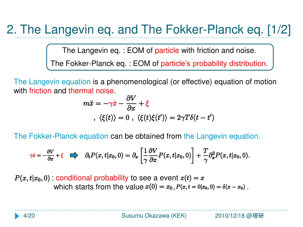 2 the langevin eq and the fokker planck eq 1 2