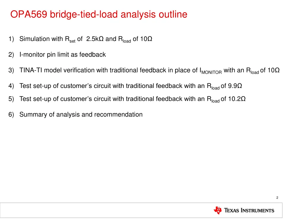 opa569 bridge tied load analysis outline