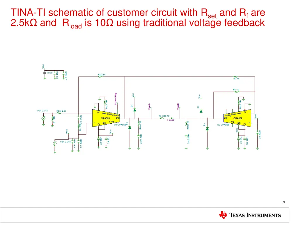 tina ti schematic of customer circuit with 1