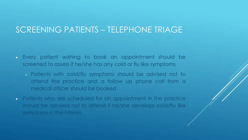 screening patients telephone triage