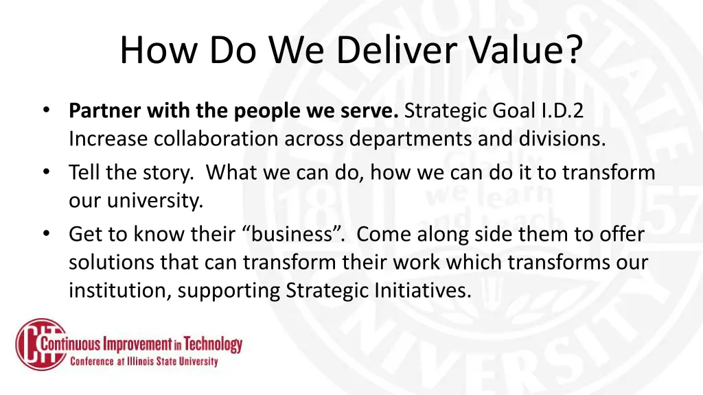 how do we deliver value