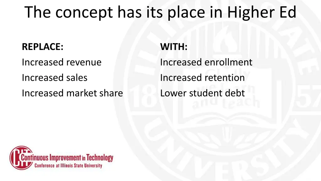 the concept has its place in higher ed
