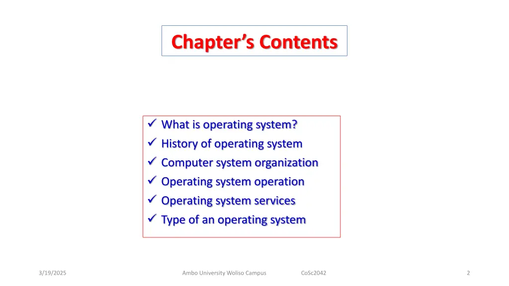 chapter s contents