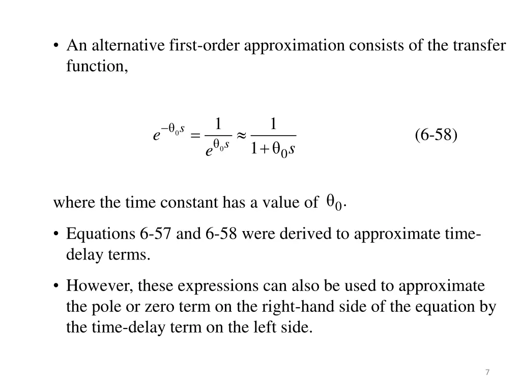 an alternative first order approximation consists