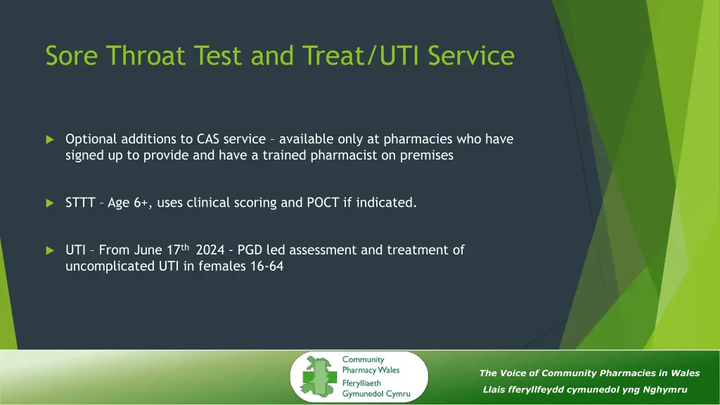 sore throat test and treat uti service