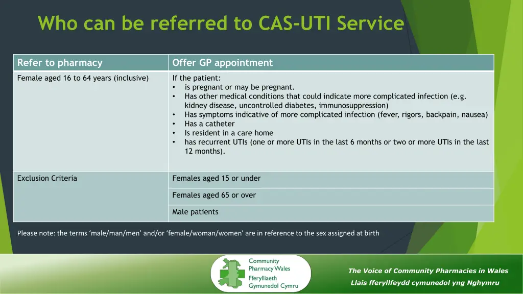 who can be referred to cas uti service