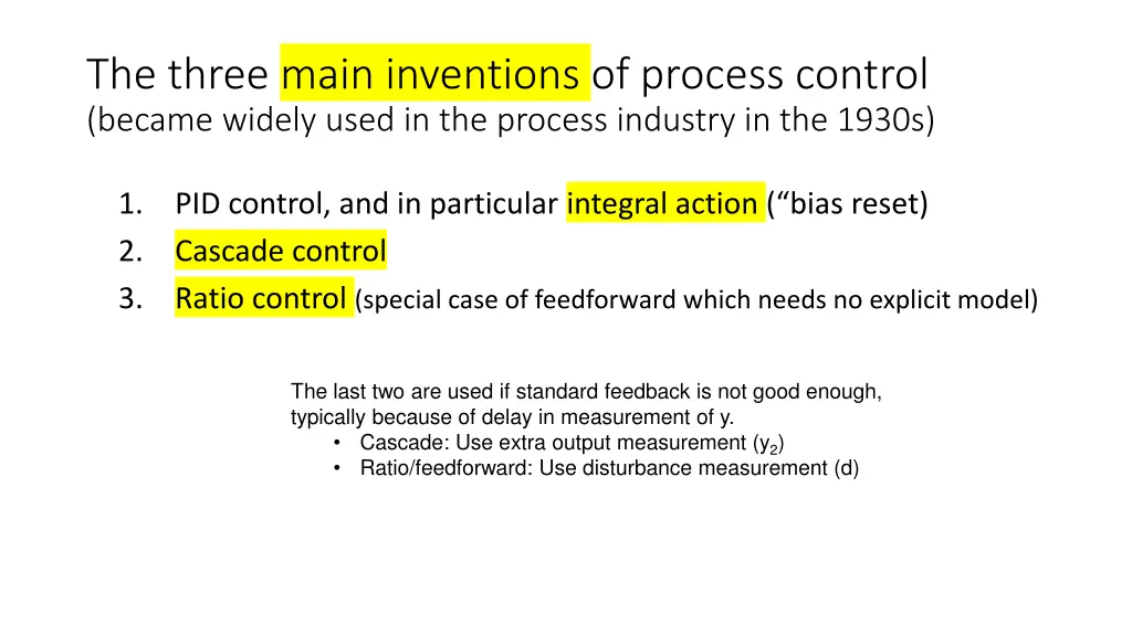 the three main inventions of process control