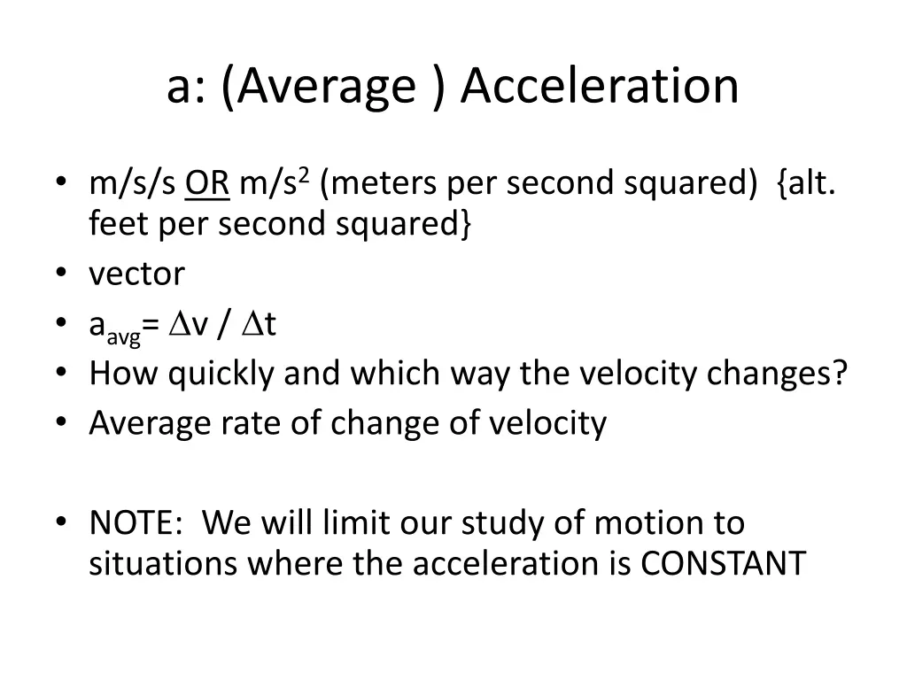 a average acceleration