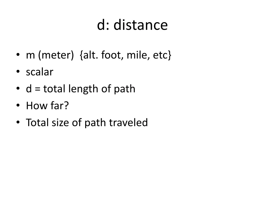 d distance