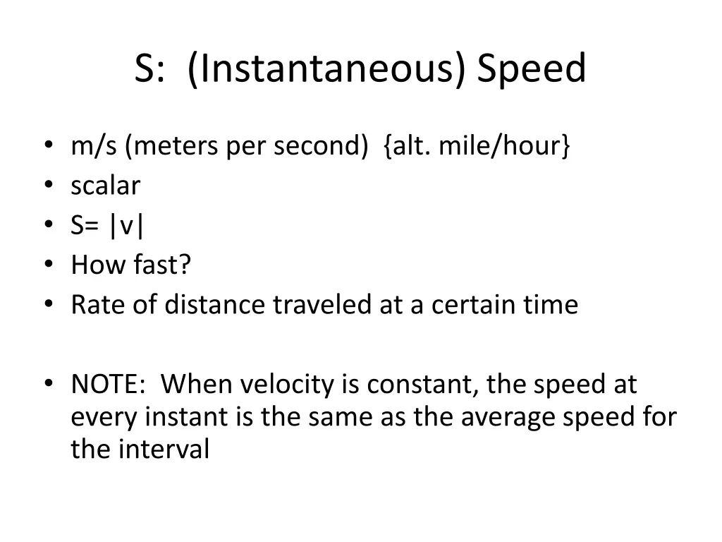 s instantaneous speed