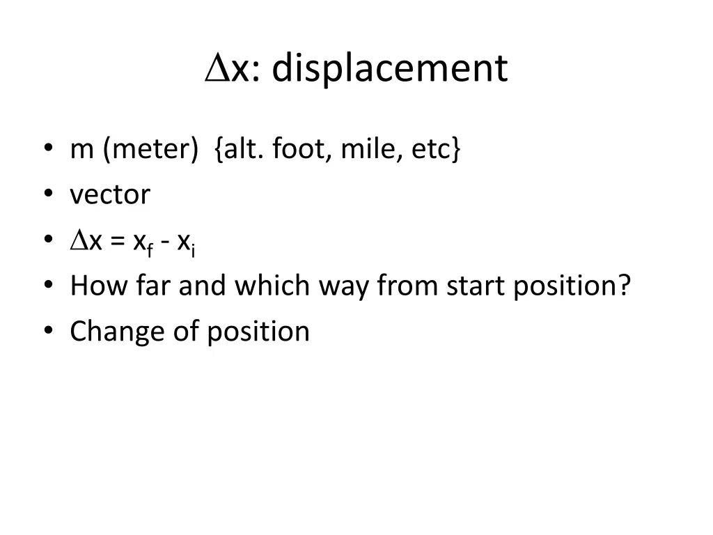 x displacement