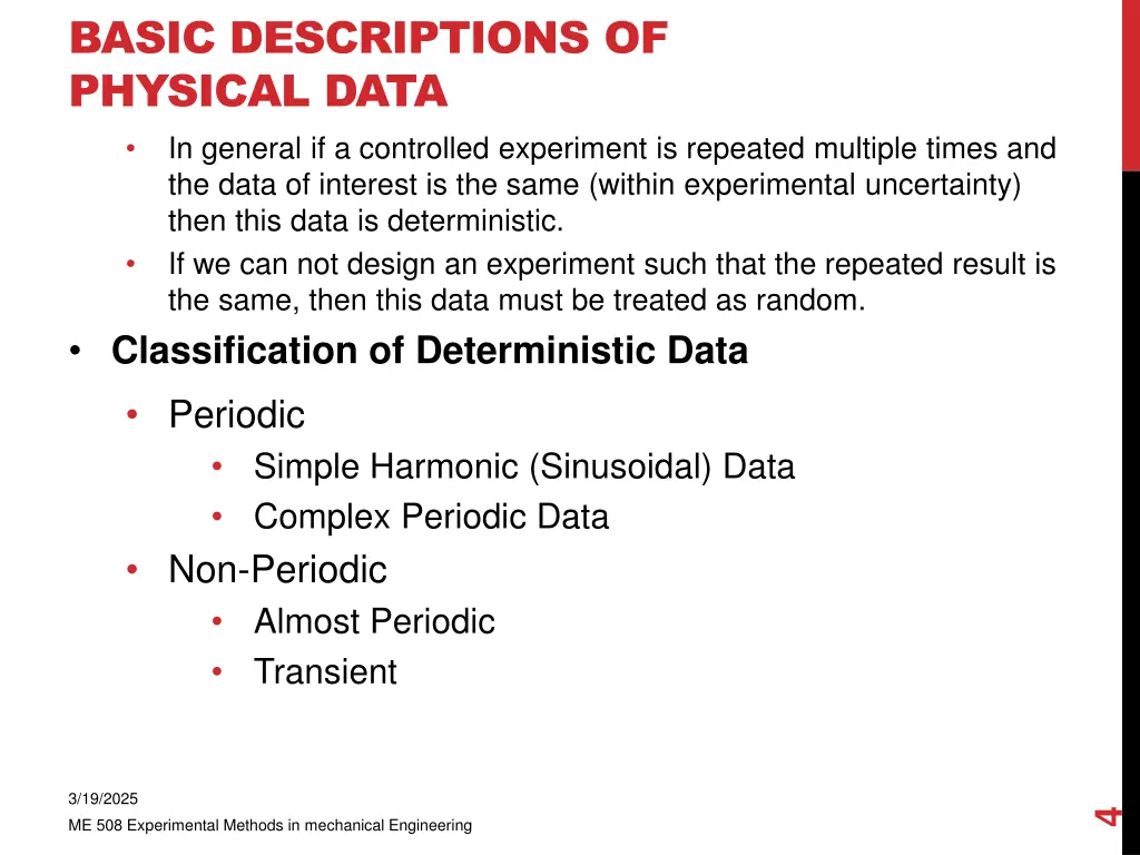 basic descriptions of physical data in general