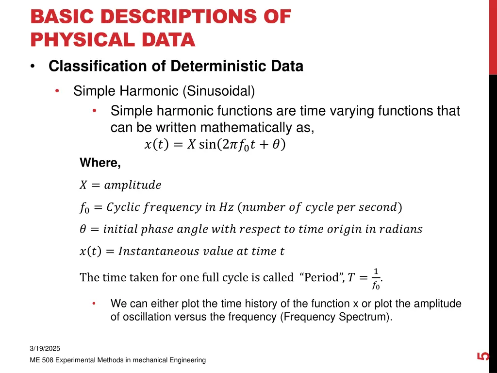 basic descriptions of physical data