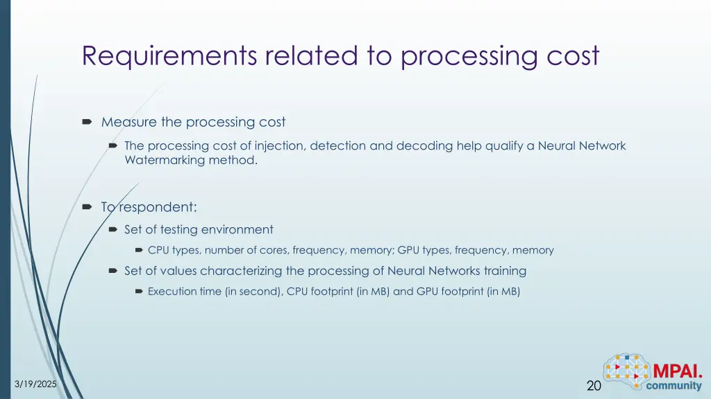 requirements related to processing cost