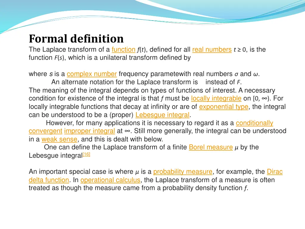 formal definition the laplace transform