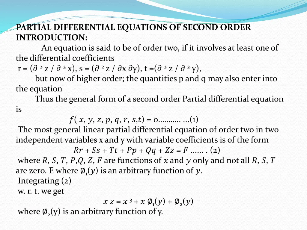 partial differential equations of second order